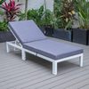 Leisuremod Chelsea Modern Outdoor White Chaise Lounge Chair With Blue Cushions CLW-77BU
